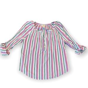 St. John’s Bay striped Multi-color Blouse Womens’s Large